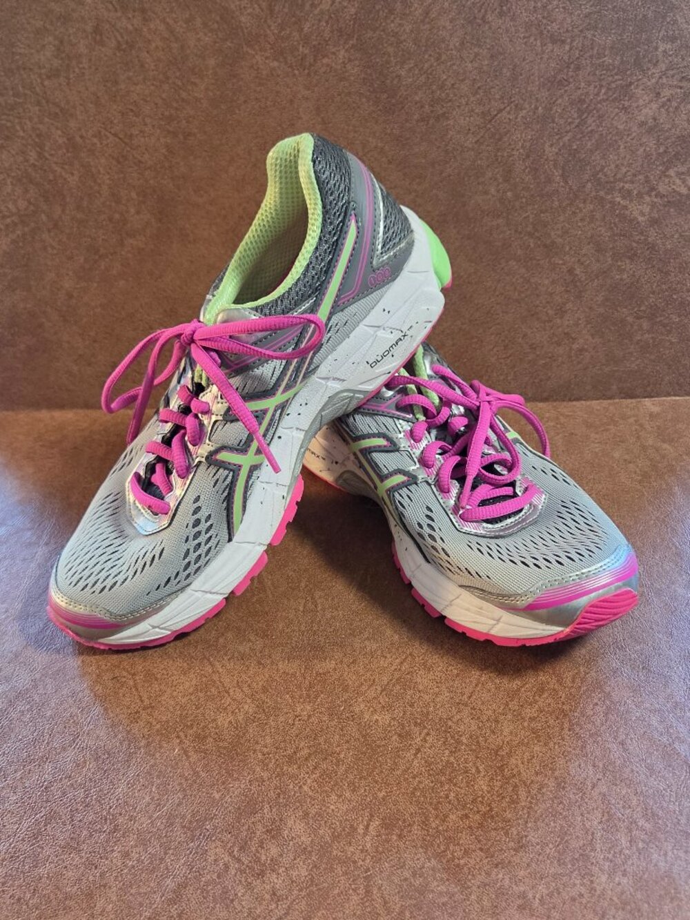 Asics Women's Running Shoes- T5A7N- Pink, Green and Gray- Size 7.5